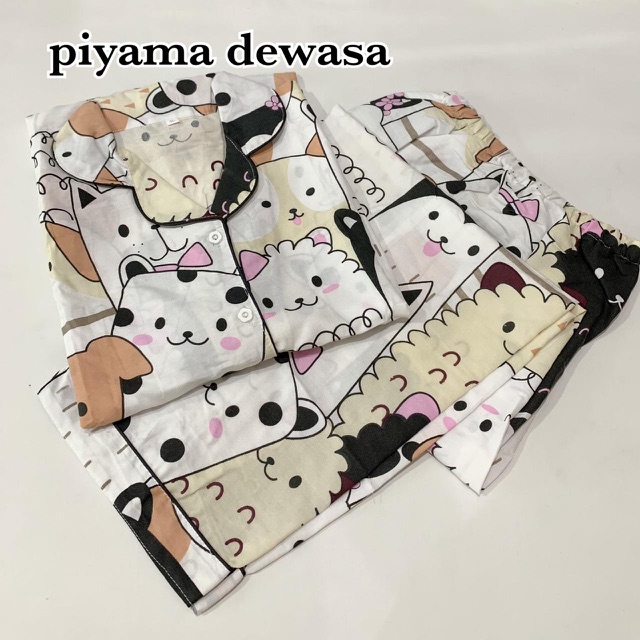 Piyama POPPY CREAM bisa couple mom and kids / piyama pasangan ibu anak