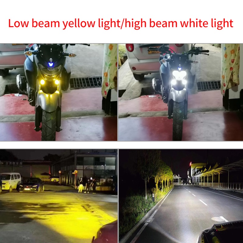 Lampu Sorot Kabut Led Mini High / low High Power Warna Putih / Kuning Untuk Motor