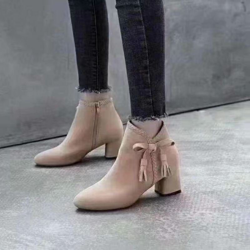 BT48 SEPATU ANKLE BOOTS IMPORT WANITA KOREA ORIGINAL BRITISH INGGRIS VELVET