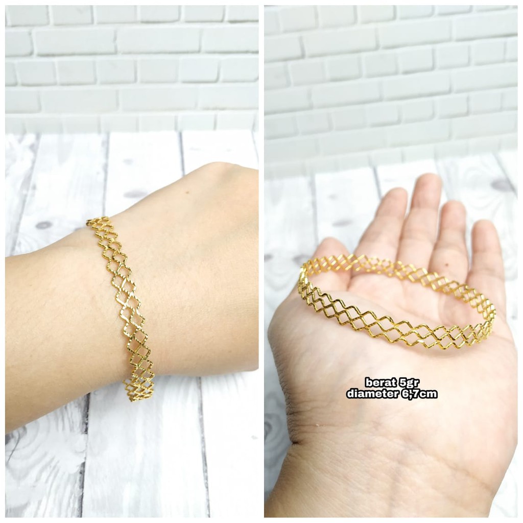 GELANG MOTIF JARING  PERAK ASLI S925 GLOBAL JEWELLERY CF052