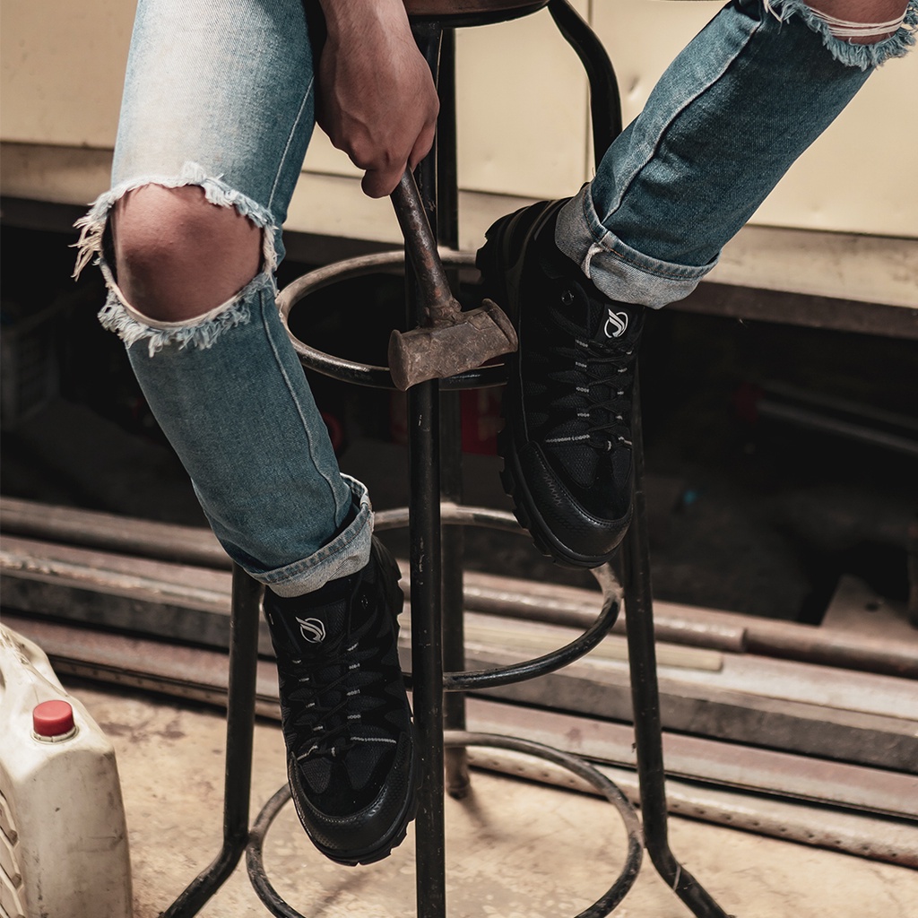 REISEN GEAR - MAMBA | Sepatu safety boots ujung besi dengan telapak besi sefty buts cocok untuk sepatu proyek dan sepatu gunung