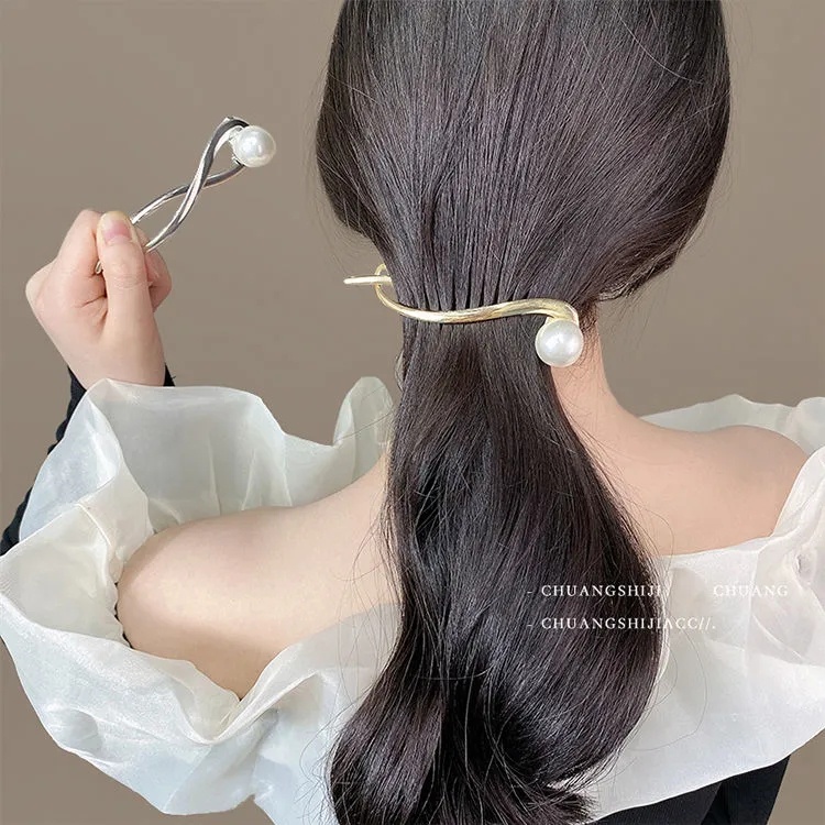 Jepit Rambut Ponytail Hias Mutiara Imitasi Gaya Vintage Korea Untuk Wanita