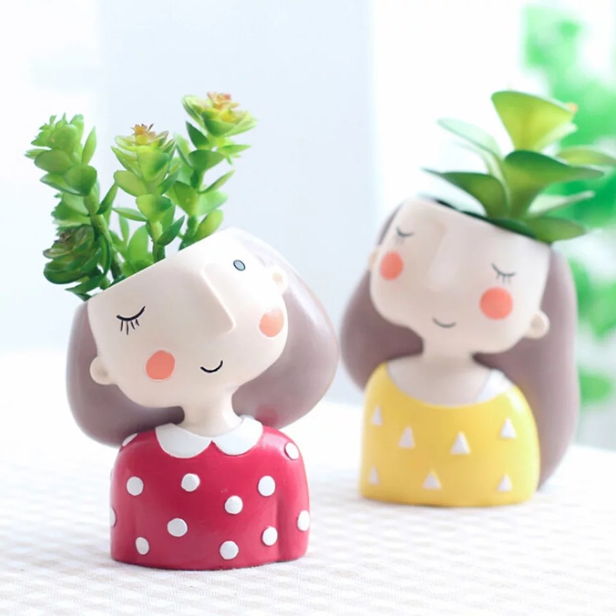 Triple W Pot Mini Succulent Planter Cute Girl Tanaman Bunga Kaktus Sukulen Bonsai Dekorasi