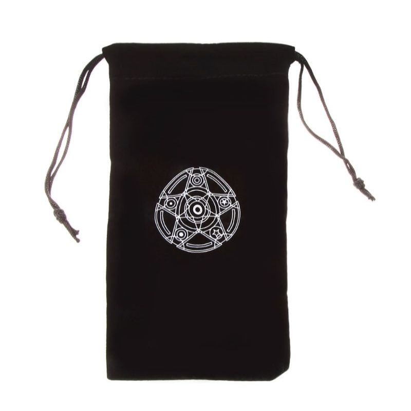 Pouch Kartu Tarot Beludru Motif / Kantong Kartu Tarot Hitam Logo Magic Circle (18*12cm)