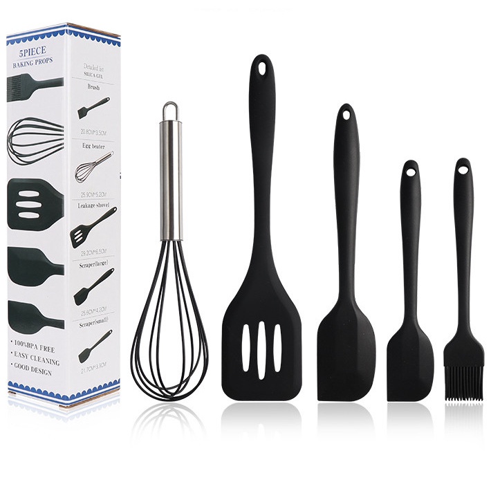 Set Alat Masak Silikon (Isi 5 pcs) / Spatula / Sutil Silikon Food Grade Tahan panas