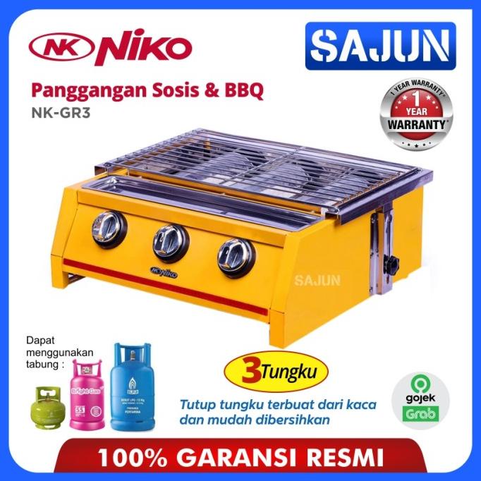 Niko Nk-Gr3 Bbq Grill Gas Kompor 3 Tungku - Nkgr3 Pemanggang Sate, Bbq