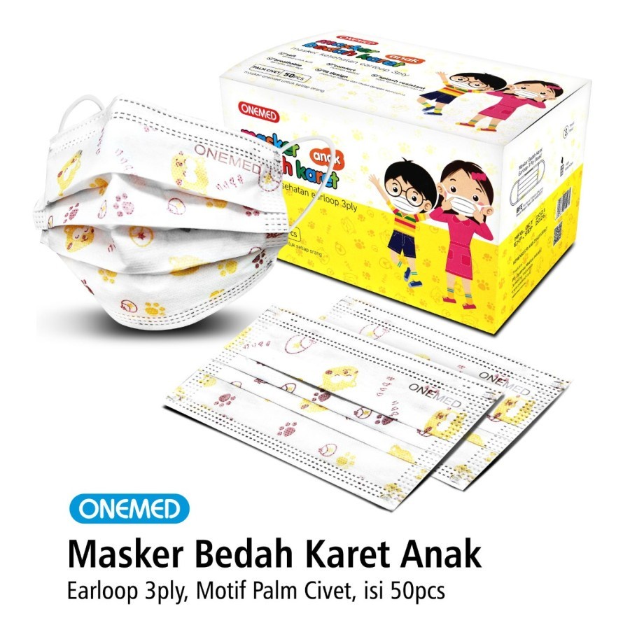 Onemed Masker Bedah Karet Anak Earloop 3 ply 3ply isi 50 pcs