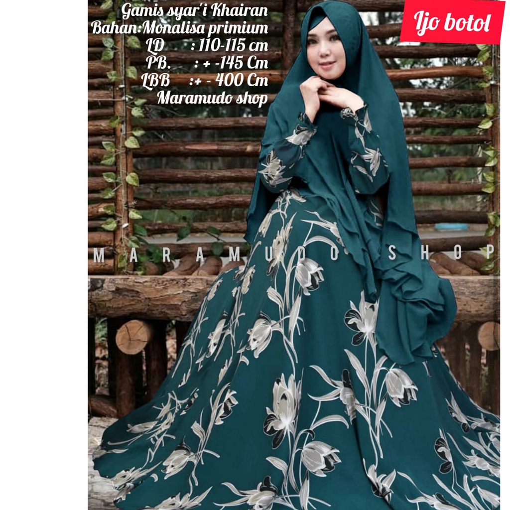 gamis syarii angii monalisa pemium set khimar seruty bebydoll 2 layer/ gamis ceruty motif terbaru/ gamis monalisa premum