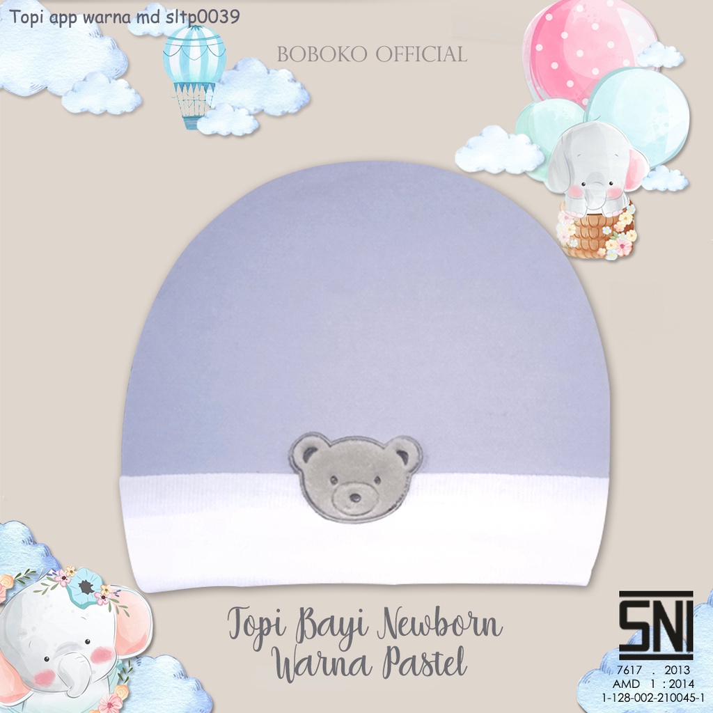 BOBOKO Topi Bayi Newborn Warna Pastel 0-3 bulan