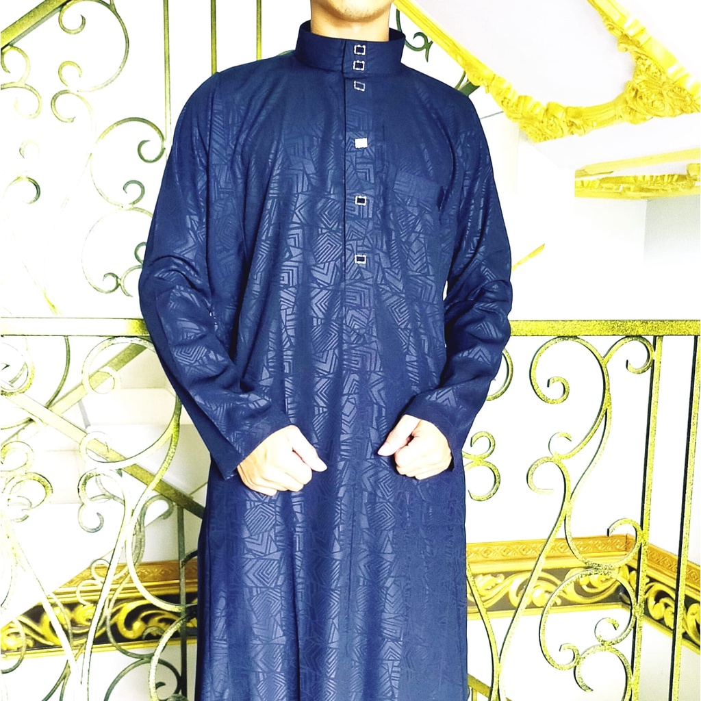 Jubah Gamis Pria Oblong Jubah muslim Gamis Pria Motif Emboss-NEVY