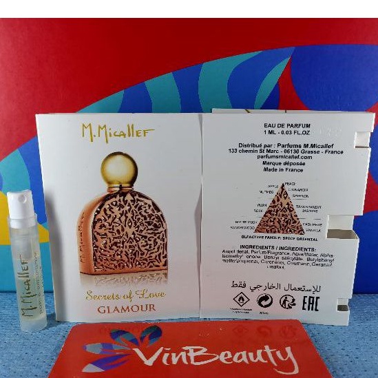 Vial Parfum OriginaL M.Micallef Secrets of Love Glamour EDP 1 ml For Unisex Murah