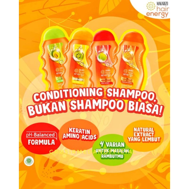 MAKARIZO SAMPO BOTOL 170 DAN 330 ML - HAIR ENERGY CONDITIONING SHAMPOO - RAMBUT SEHAT HALUS LEMBUT MUDAH DIATUR