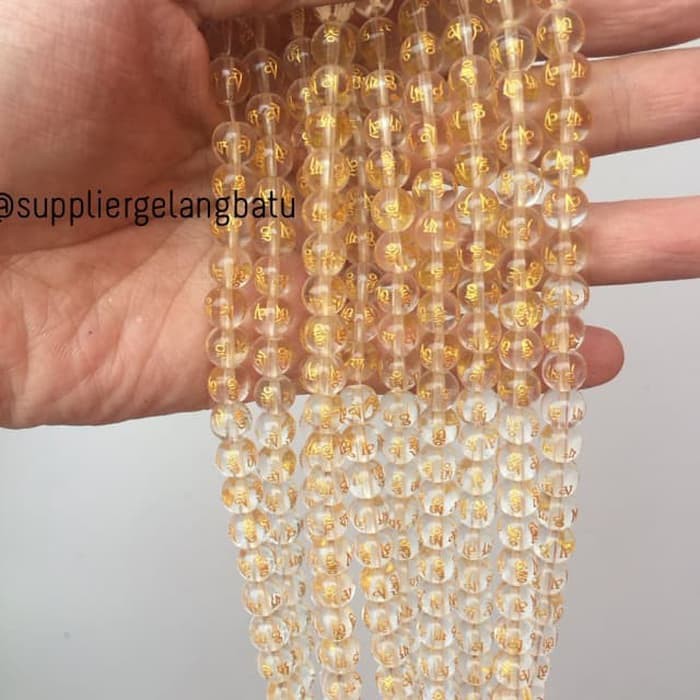 renceng batu clear quartz 8mm kristal tibet kalung natural akik renceng bahan perhiasan fashion