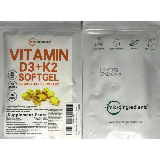 Micro Ingredients vit d3 k2 Vitamin D3 5000 iu + K2