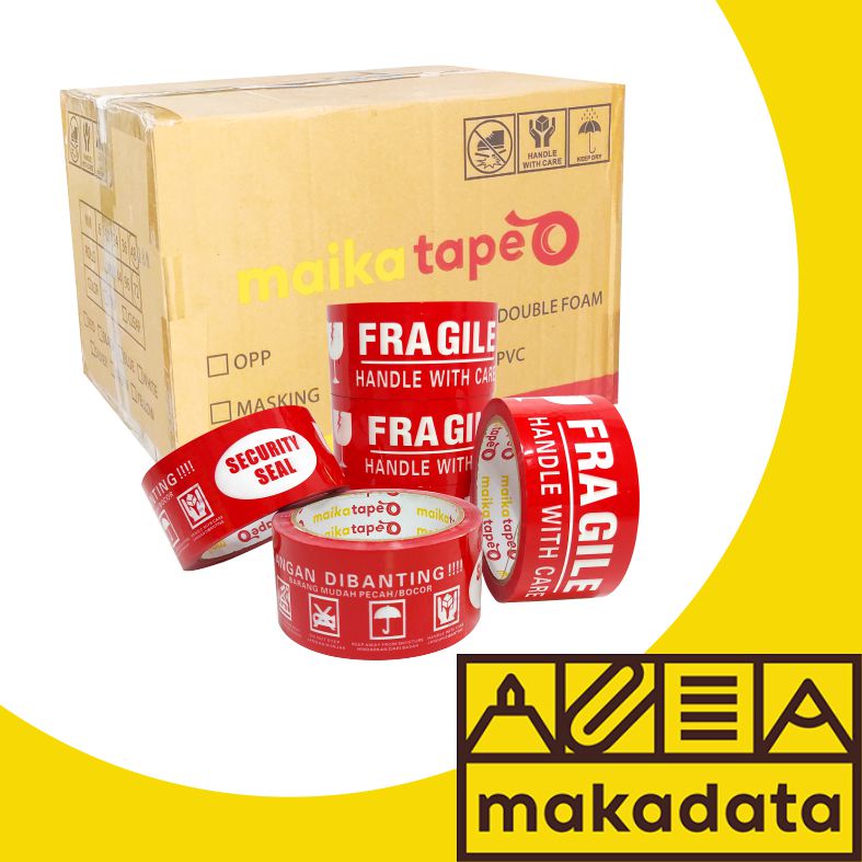 

OPP TAPE | PLAKBAN | LAKBAN FRAGILE MERAH MAIKATAPE 48MM (1BOX) MURAH