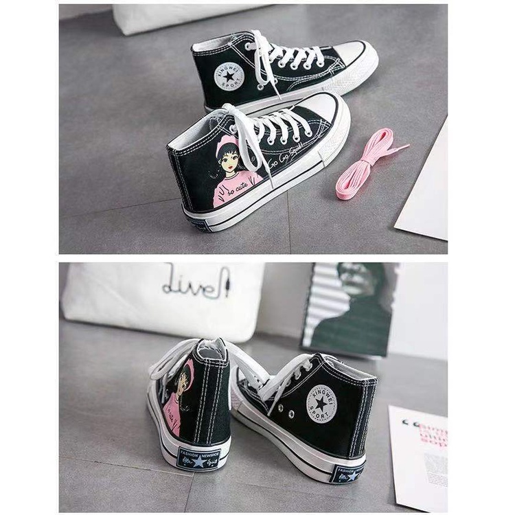 Sepatu Boots Flat Model Ankle Hidden GIRL Bahan Kanvas Fashion untuk Wanita Import-3