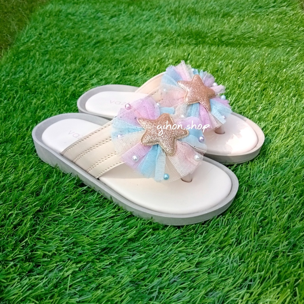 JENNIE Beige Rainbow Sandal Japit/Jepit Korea Girls Kids Anak Perempuan Cewek Cantik Lucu Bintang Gl