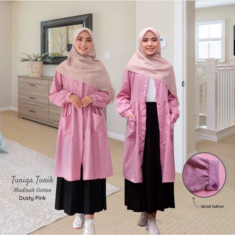 (FREE PARFUM)Tunik Kerah Long dress brand اجتهد,bahan Madinah Fodu Premium (free parfum)