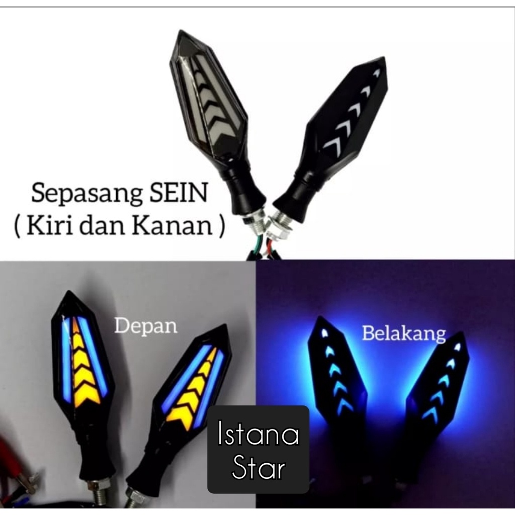 LAMPU SEN RUNING LED PANAH 2 SISI PANAH SENJA SEN BIRU KUNING CBR/VARIO/VIXION/R15/NINJA