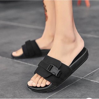 Off White Sandals  slop pria wanita hitam left right kasual 