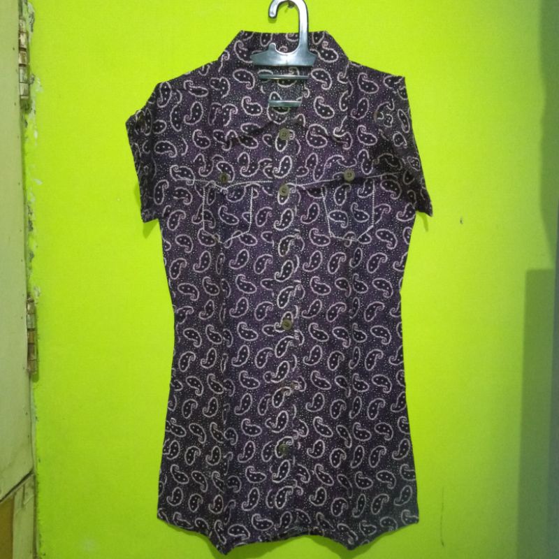Preloved Atasan Wanita Batik Ungu Tua