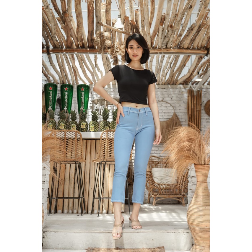 FWR - Celana Slit Jeans Highwaist Mote Blue 5836