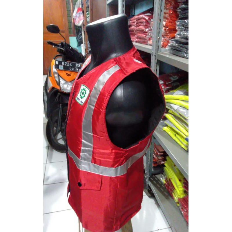 ROMPI SAFETY ALLSIZE BAHAN BUSA FREE LOGO K3 BENDERA RESLETING MERAH