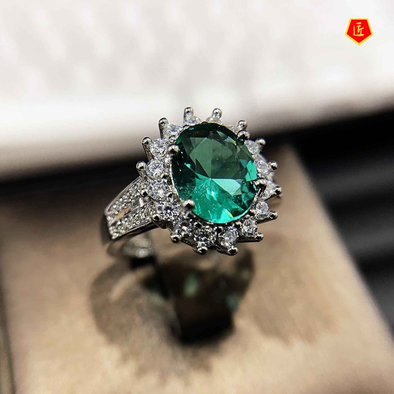 [Ready Stock]Creative Elegant Personalized Natural Colored Gems Tourmaline Ring