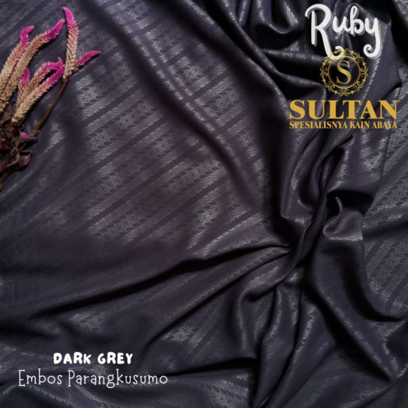 50CM EMBOS PARANGKUSUMO RUBY DARK GREY WOLLYCREPE KAIN SULTAN
