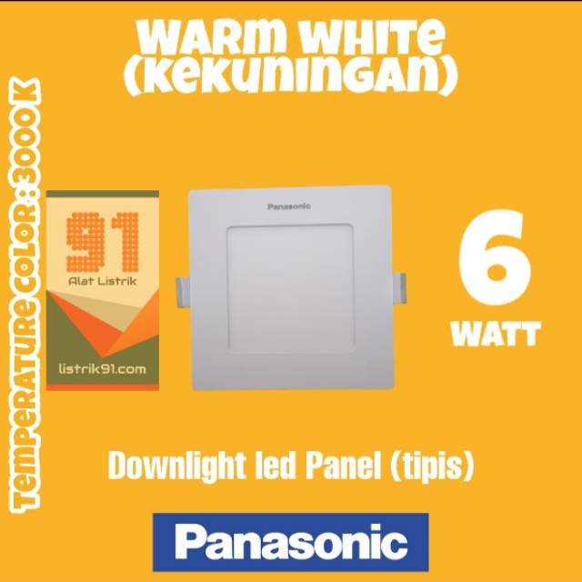 Downlight LED Panasonic 6 Watt Kotak Tipis Warm White Kuning