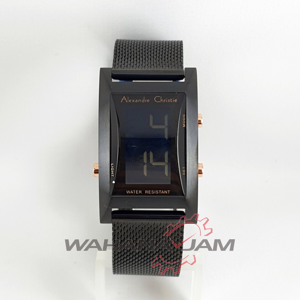 Alexandre Christie AC 9225 LH BSSBA / Jam Tangan Wanita AC9225 Digital Hitam Black Rantai Pasir Asli