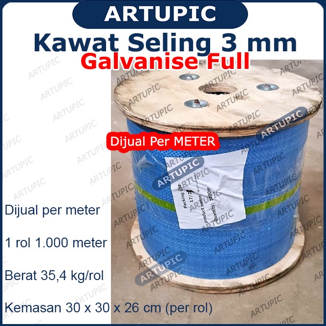 Kawat Seling 3 mm Kawat Selling Sling Baja Galvanise Wire Rope 3mm untuk Pulley Katrol Handwinch