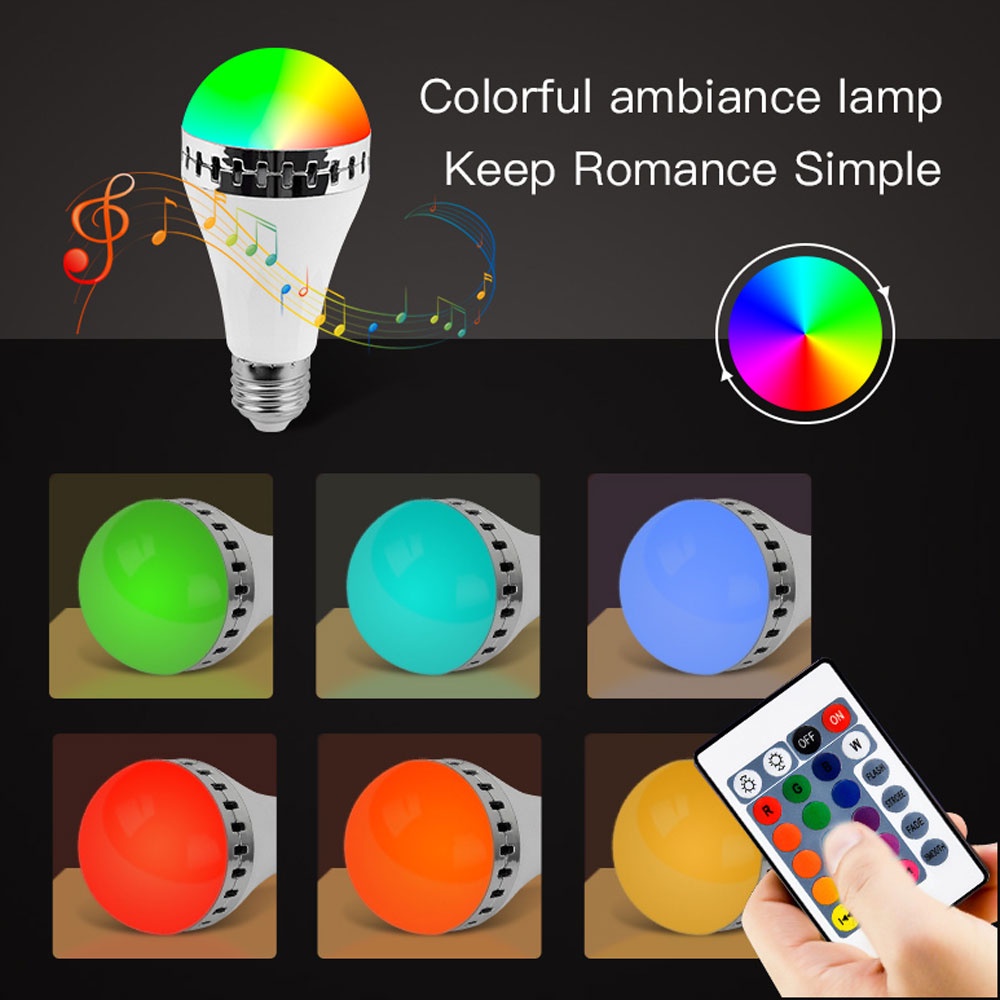 Wireless LED Smart Bluetooth Bulb Bohlam Speaker Musik Lampu APP 2 in 1 With Remote Control Party Light