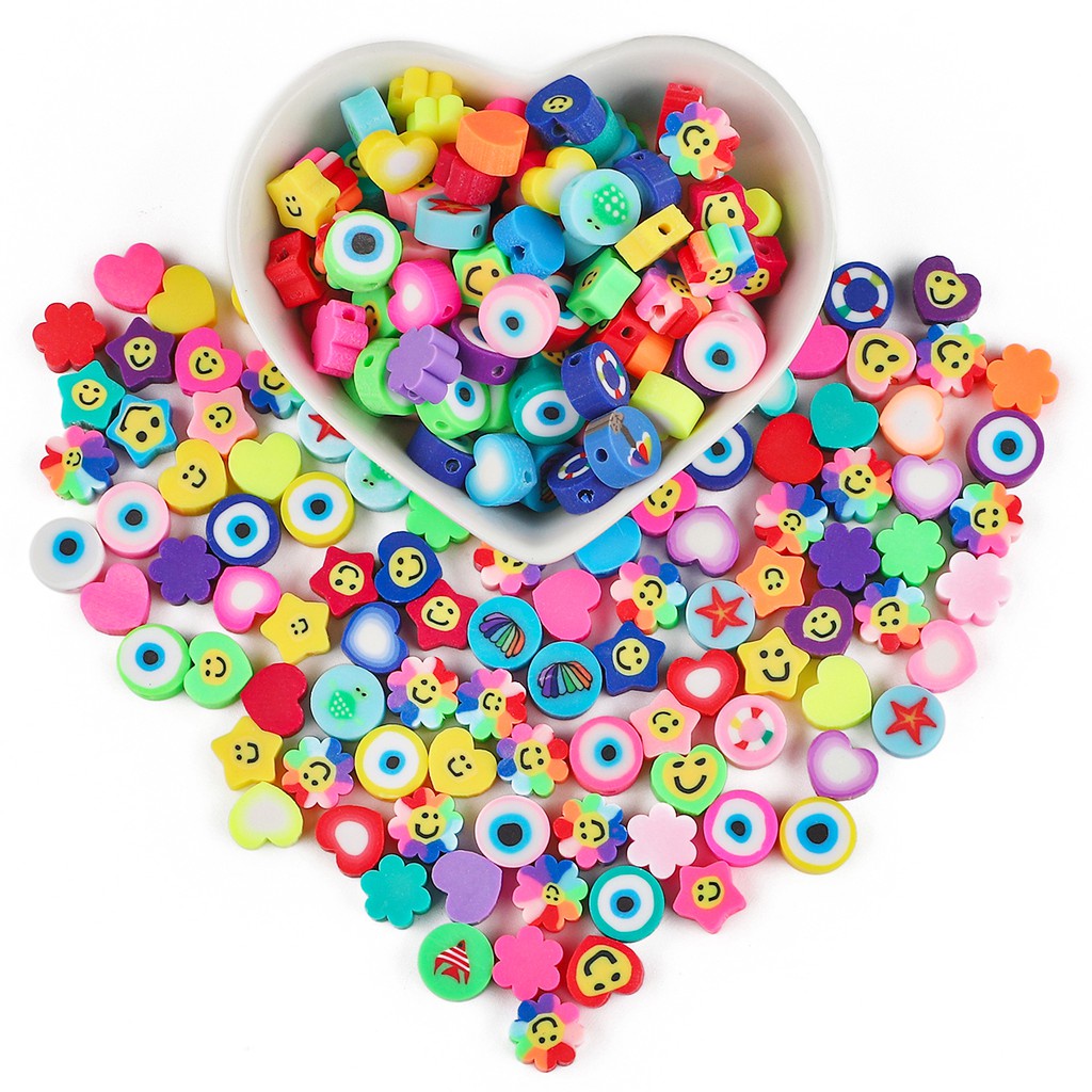 30pcs/Lot 10mm Clay Spacer Beads Sunflower Shape Smile-Face Polymer Clay Beads For Jewelry Making DIY Handmade Accessories