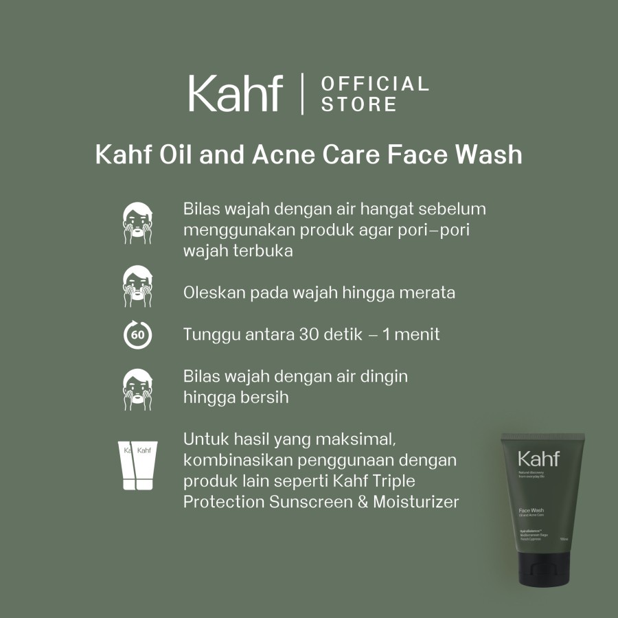 KAHF Face Wash dan Face Scrub 100 ml - Sabun Wajah Pria All Varian