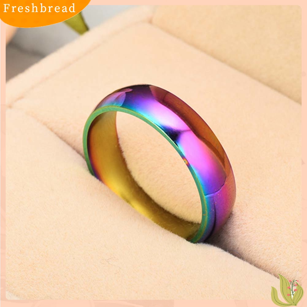 [TERLARIS]Fashion Rainbow Dome Stainless Steel Finger Ring Couple Wedding Jewelry Gift