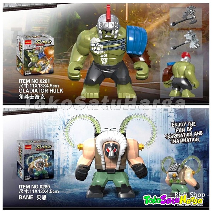 Brick Decool 0280 0281 Hulk Gladiator dan Bane Batman Super Heroes