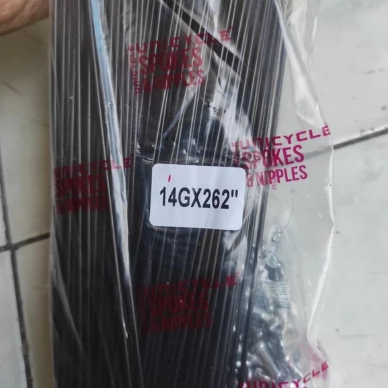 1PCS SATUAN RUJI JARI JARI SEPEDA WARNA HITAM UKURAN PANJANG 262MM ATAU 262 MM ATAU 26CM