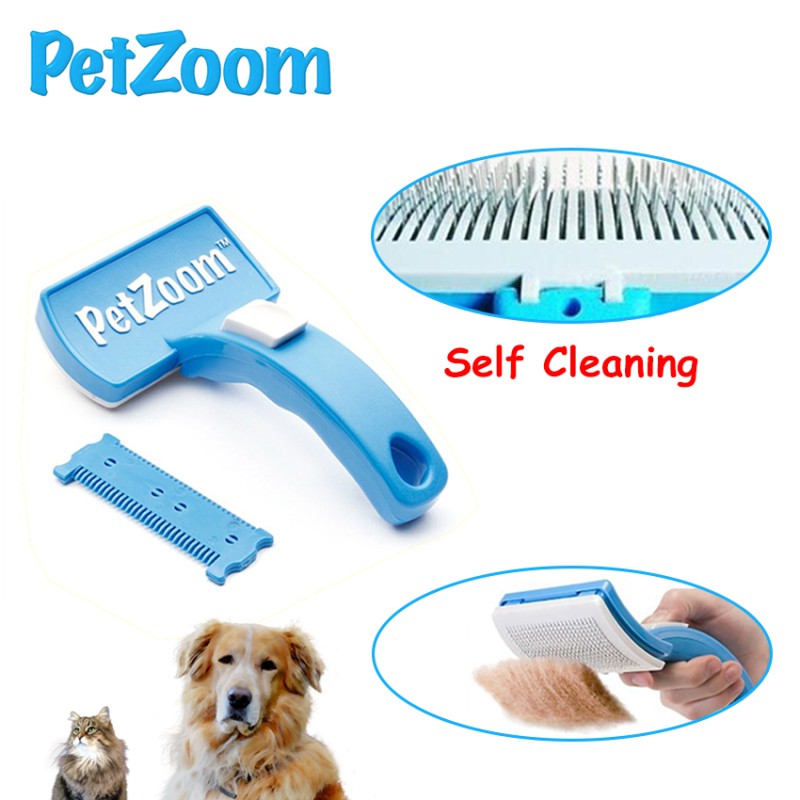 Sikat Sisir Hewan Pet Zoom Self Cleaning Grooming Brush PetZoom Anjing