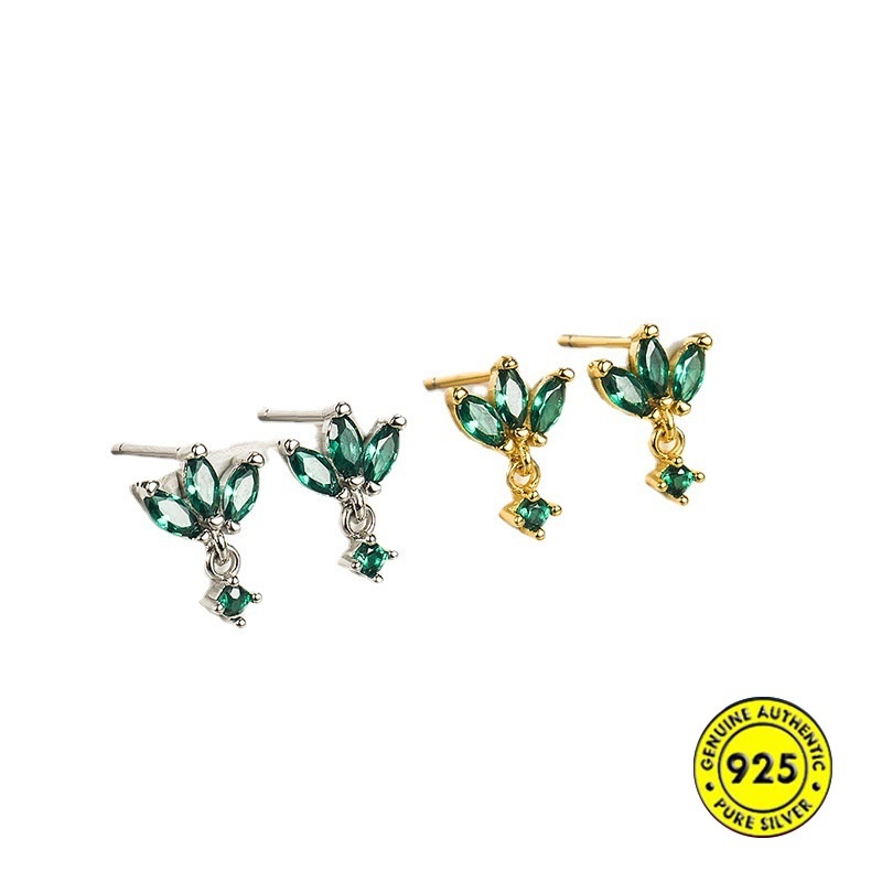 Anting Tusuk Sterling Silver 925 Lapis Emas 18K Anti Alergi Hias Kristal Zircon AAA Untuk Wanita