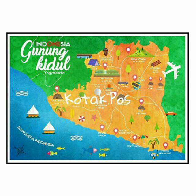 

GUNUNG KIDUL YOGYAKARTA JOGJA MAP CARD PETA ATLAS KARTU POS POSTCARD POSTCROSSING SURAT FILATELI