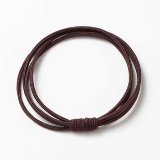 Reseller Welcome - F5104 (1PCS) Karet Rambut Korea Polos 3 IN 1 / Ikat Rambut / Karet Rambut Elastis-Coklat Tua