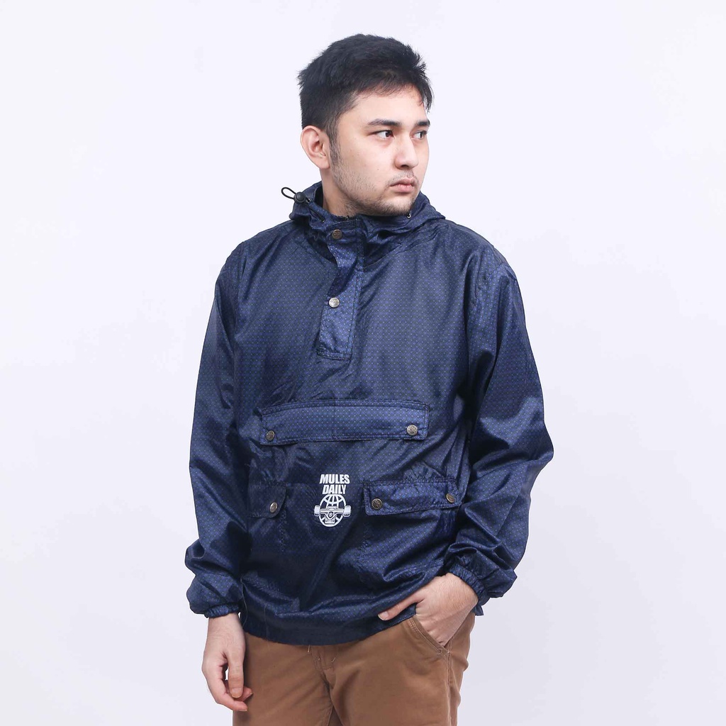 Heyho Anorak Jacket Blue Navy Pattern