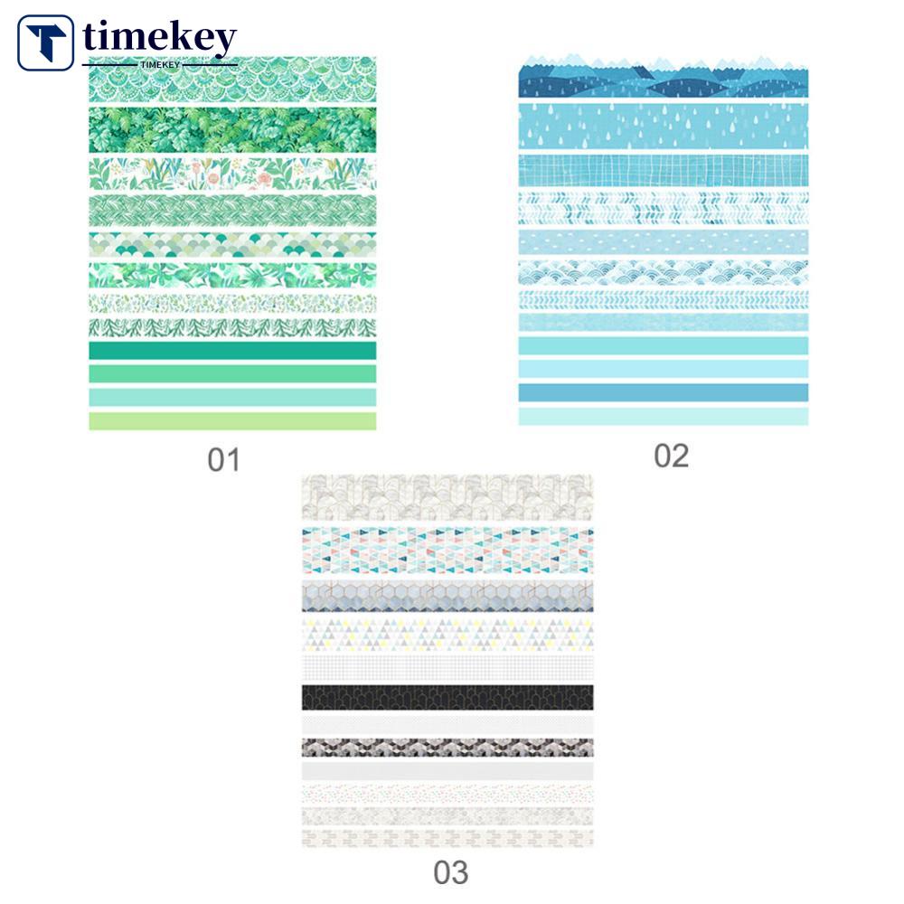 Timekey 12pcs / set Selotip Kertas Washi Desain Retro Vintage Untuk Dekorasi Jurnal / Scrapbook / Diary A8K4