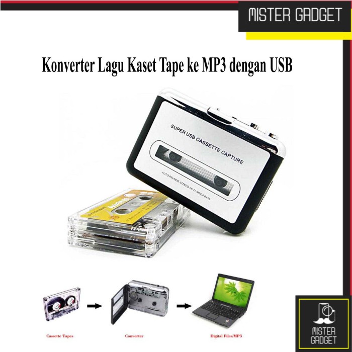 Konverter Kaset Tape Mobil USB Cassette Kaset Tape Capture MP3 Player