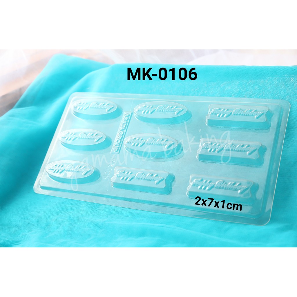 MK-0106 Cetakan mika coklat fondant pudding tulisan happy birthday