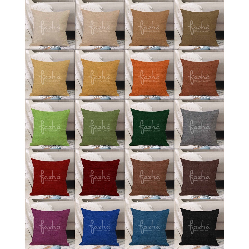 Costum Sarung Bantal Sofa Kursi Tamu Mewah Kekinian Modern Premium Murah Motif Polos Cream Kuning Or