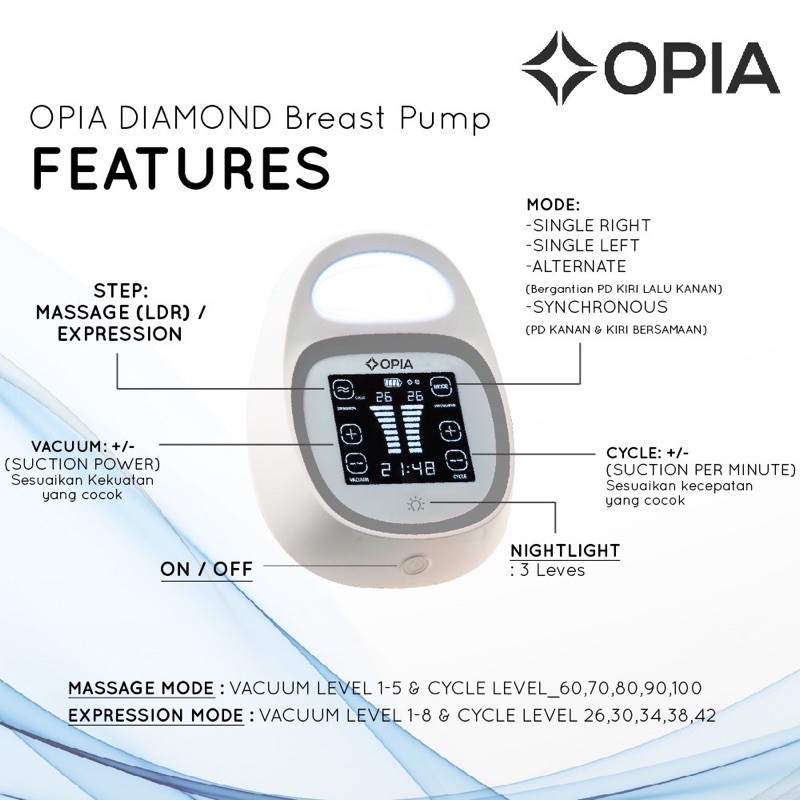 Opia Diamond Breast Pump - Pompa Asi Elektrik