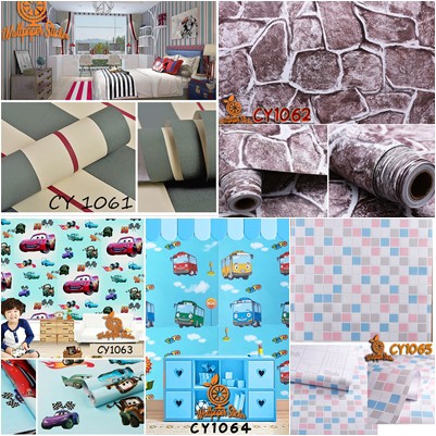 NEW CY wallpaper dinding sticker 45 cm x 10 m..murah ALL MOTIF