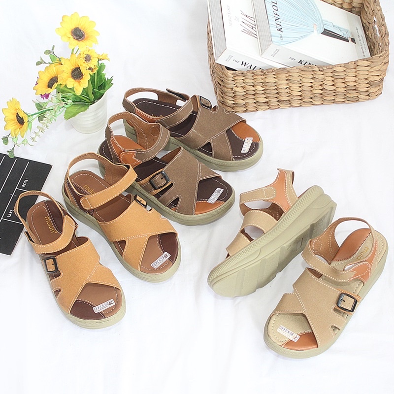 WEDGES SANDAL TALI 5cm ORI MULAN WANITA CASUAL SENDAL PEREMPUAN TERBARU MURAH KARET PESTA 2440-1